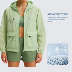 Athletic Jackets Quick-Dry Hooded  Adjustable Fit Featherlight Feel Workout UV Protection