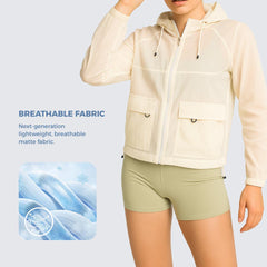 Athletic Jackets Quick-Dry Hooded  Adjustable Fit Featherlight Feel Workout UV Protection